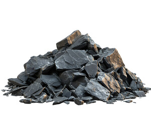 Pile of Dark Gray Slate Rocks Isolated On A White Background, PNG Transparent