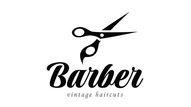 Barber icon isolated on white background. Hairdresser logo or sign. 4K video looping motion animation.