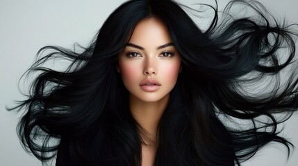 Fototapeta premium Black Hair Woman in High Fashion Editorial Look for Hair Care Product