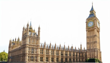 Obraz premium Big Ben clock tower in London, England. Isolated on transparent background, PNG 