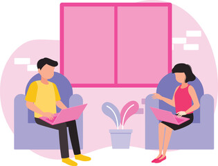 Flirting on Chat Vector illustration which can easily modify or edit