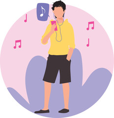 Listening Music Vector illustration which can easily modify or edit