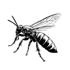 Detailed illustration of a bee, showcasing its anatomy and features.