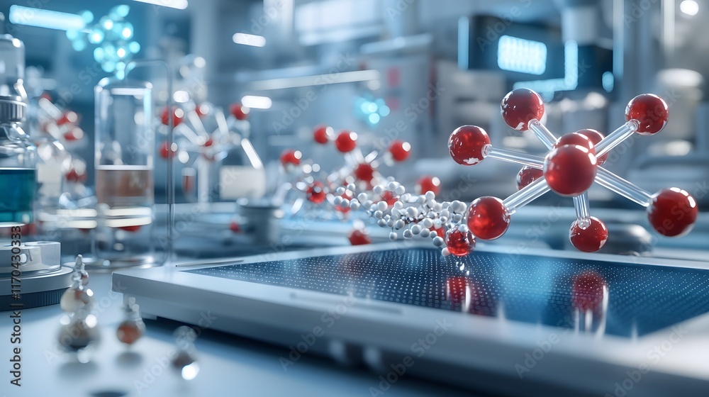 Poster a futuristic scene of quantum computing predicting bioterrorism threats visualized with holographic 