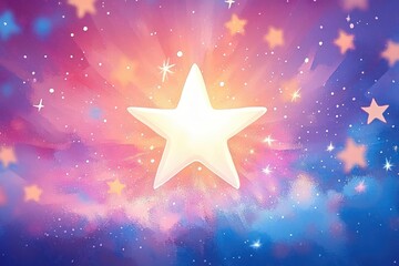 Fototapeta premium Colorful Stars Sparkling in a Dreamy Whimsical Sky Background