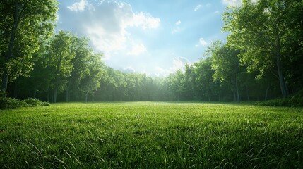Obraz premium Lush Green Meadow Under Bright Sky