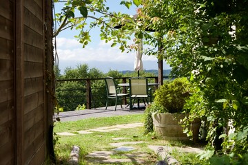 Terrace seating surrounded by plants