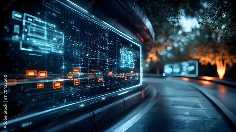 Poster quantum powered logistics network simulation displaying glowing delivery routes and real time packag