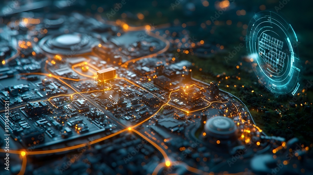 Poster a visually stunning and technologically advanced simulation of a quantum powered logistics network s
