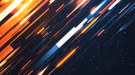 Abstract background with dynamic lines and glowing elements, featuring a color palette of orange, blue, white, and black