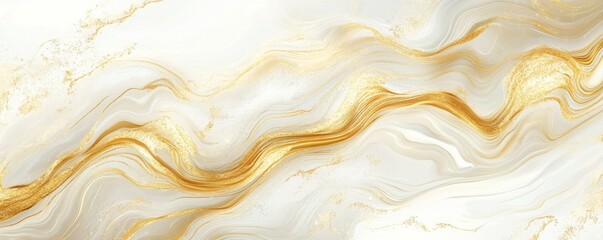 Abstract background with golden lines and waves on a light beige color, an elegant luxury pattern for design
