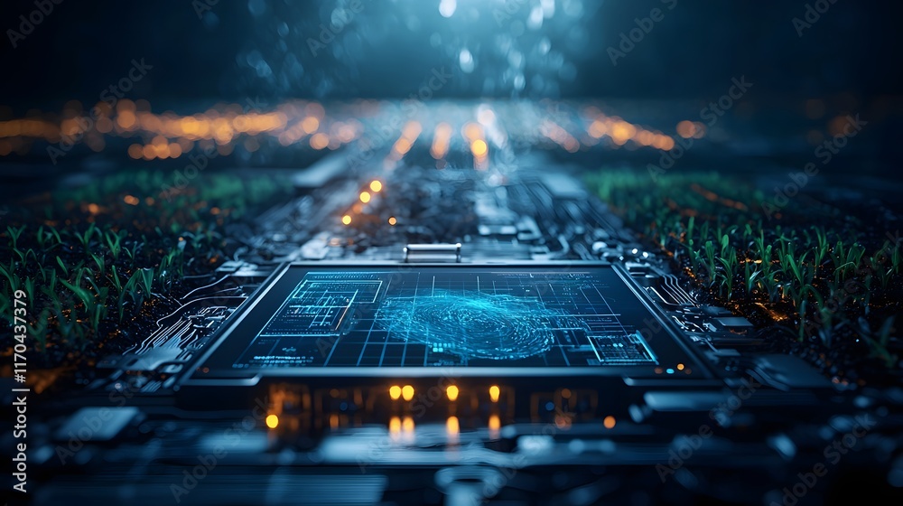 Poster quantum computing system optimizing irrigation and water management for futuristic smart farming wit
