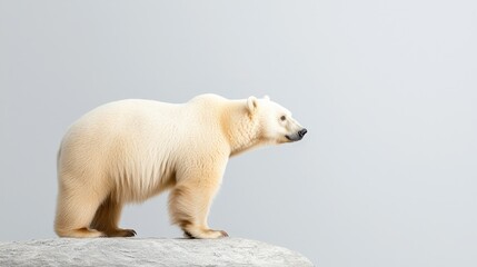 Fototapeta premium Majestic Polar Bear on Rocky Outcrop in Soft Light