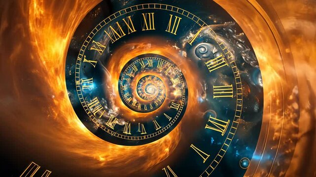 Exploration of time and space in a vibrant cosmic whirlpool of light and color