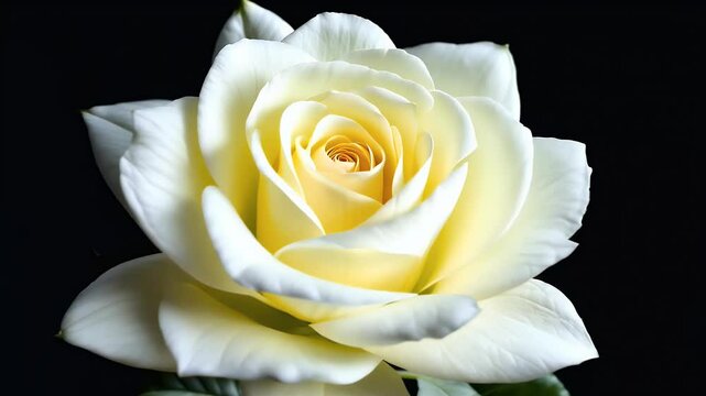 white rose delicately blooms black background captured exquisite time lapse detail offering timeless symbol beauty love