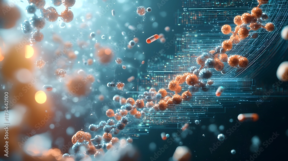 Poster holographic quantum powered simulation showcasing real time molecular interactions and data visualiz