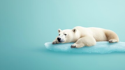 Naklejka premium Polar Bear Resting on Ice in Tranquil Setting
