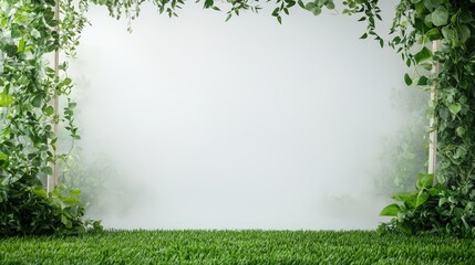 Obraz premium Serene Greenery with Misty Background for Soft Ambiance