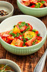 Salad of multi-colored tomatoes.