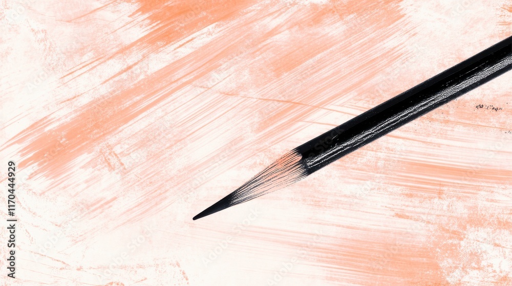 Poster Soft pastel peach strokes blend with a sharpened pencil tip on textured surface for artistic expression