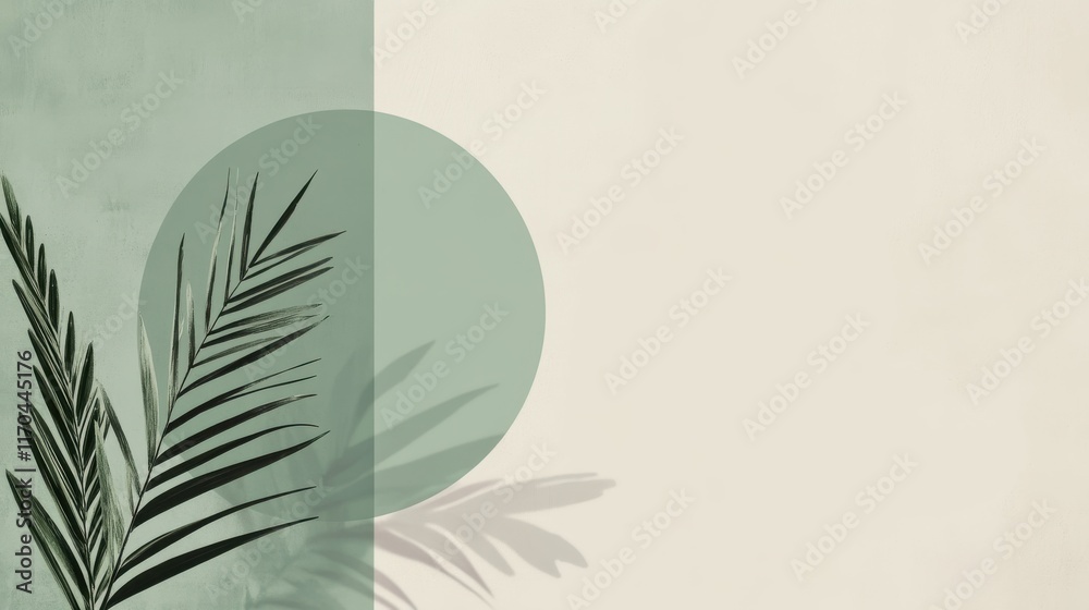 Poster minimalist monochrome design featuring muted mint elements with botanical accents for modern decor i