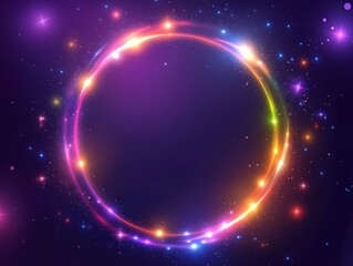 Glowing Rainbow Circle Cosmic Abstract Background