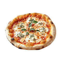 Watercolor-style Pizza Quattro Formaggi, isolated on a white background, soft and visually cheesy. cutout png