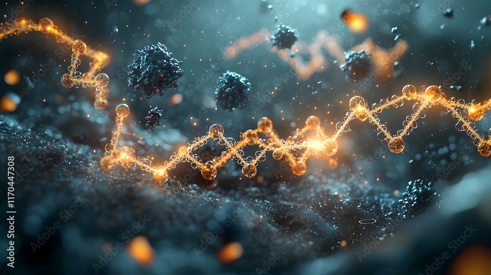 Poster accelerating mrna vaccine development with dynamic quantum computing model glowing strands of rna an