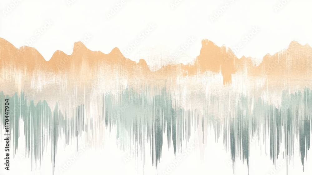 Poster Abstract gradient of jagged pencil strokes in soft colors blending elegantly on a neutral background