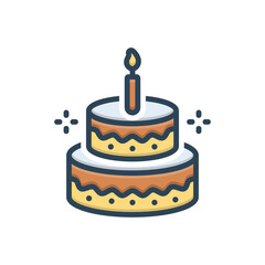 Color illustration icon for cake