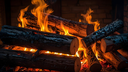fire in a fireplace