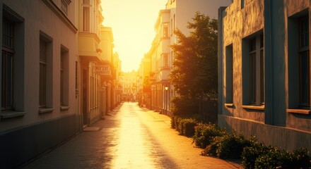 sidewalk street in the old town building