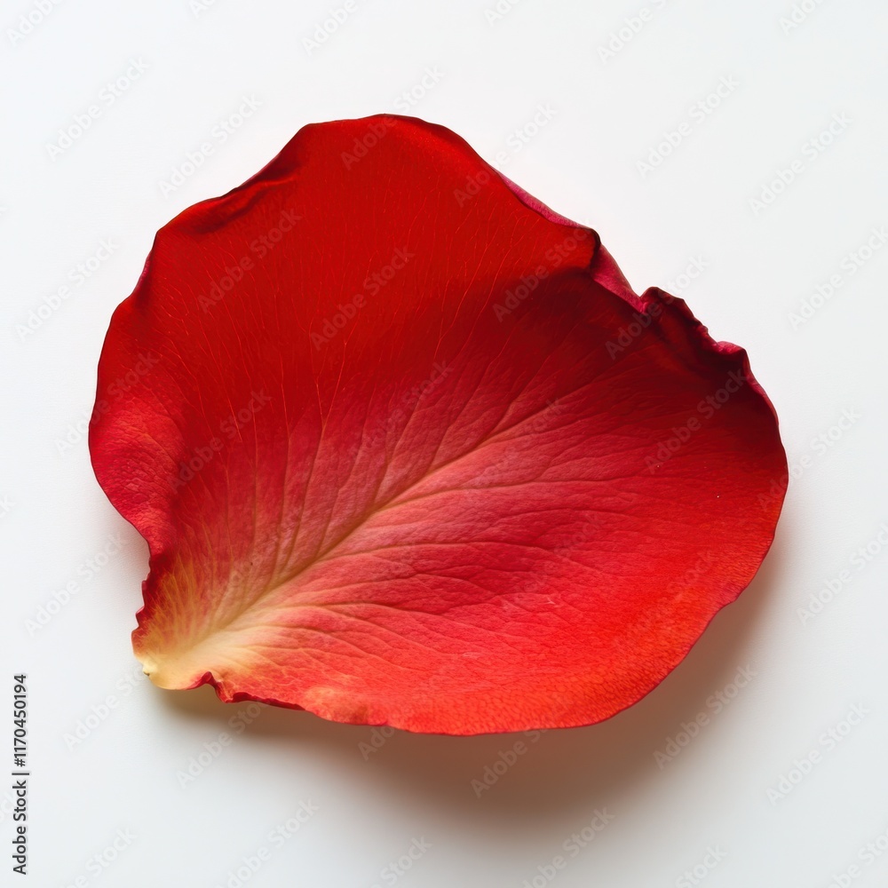 Poster vibrant red rose petal with soft edges resting gracefully on a light background