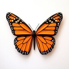 Obraz premium Vibrant orange monarch butterfly resting with wings spread wide in a serene environment