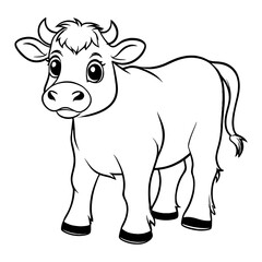 Coloring page for kids Cow, Vector illustration.