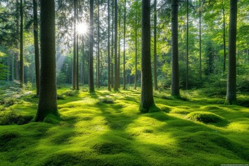 Fototapeta premium dense forest with towering tree