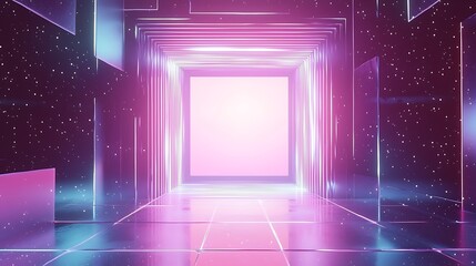 Fototapeta premium A room with a pink wall and a white square in the middle