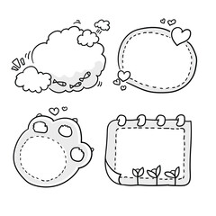 Set of cute hand drawn doodle frames. Vector illustration
