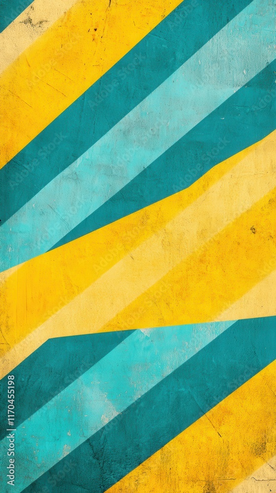 Poster bright diagonal stripes create a playful design in yellow and blue hues for vibrant artistic express