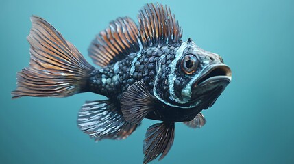 Vibrant warrior fish set against a striking blue backdrop.
