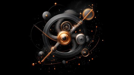 Intricate Gears in Motion: A Symphony of Black and Gold