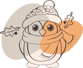 cute Christmas penguin character vector illustration.