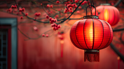 chinese lantern with a minimalist style background