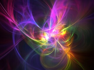 Abstract Colorful Light Swirls and Energy Flashes