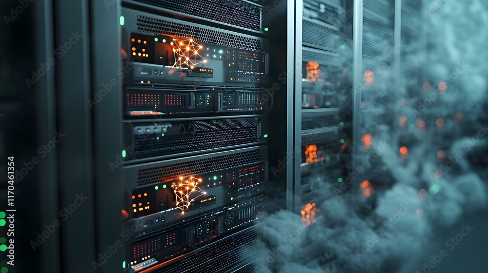 Poster luminous quantum cloud computing interface with seamless virtual data hubs for futuristic technology
