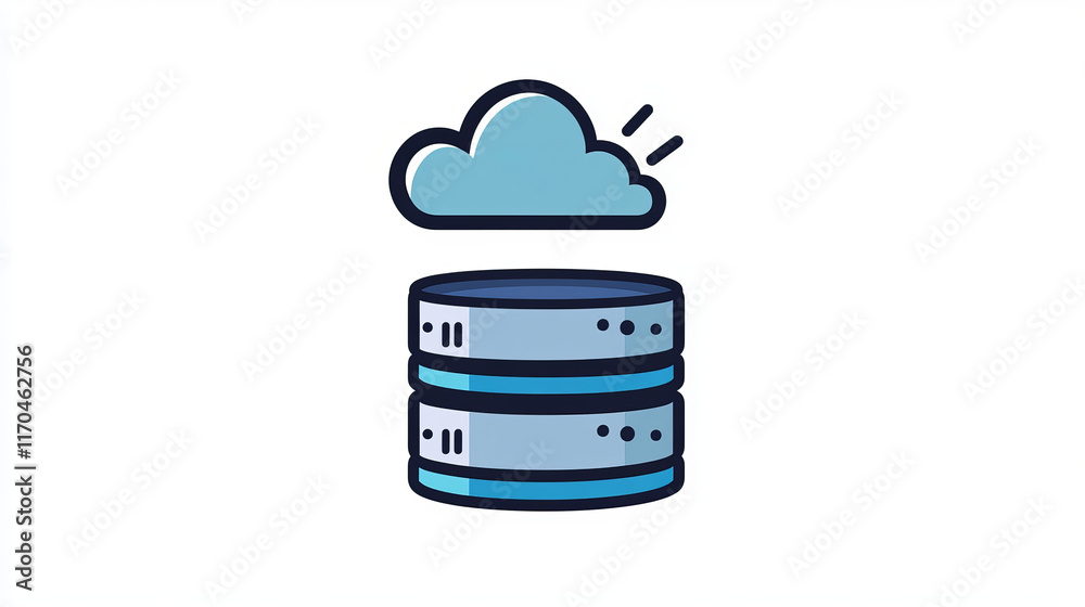 Poster database. cms. content management system icon. web database service, online storage or cms server th