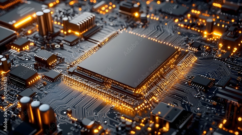 Poster A cutting edge quantum cloud computing simulation showcasing data storage optimization and qubit glowing visual elements and open space for copy