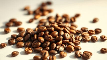 Fototapeta premium Textured coffee beans with warm tones and aromatic appeal