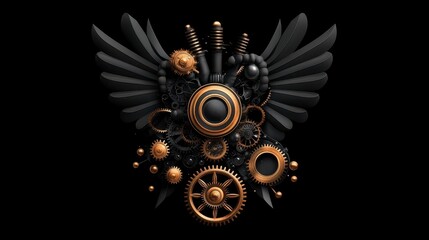 Elegant Steampunk Wings: Gears, Cogs & Bronze