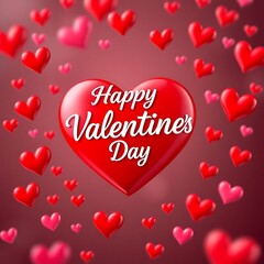 Valentine's Day greeting card large red heart white text Happy Valentine's Day